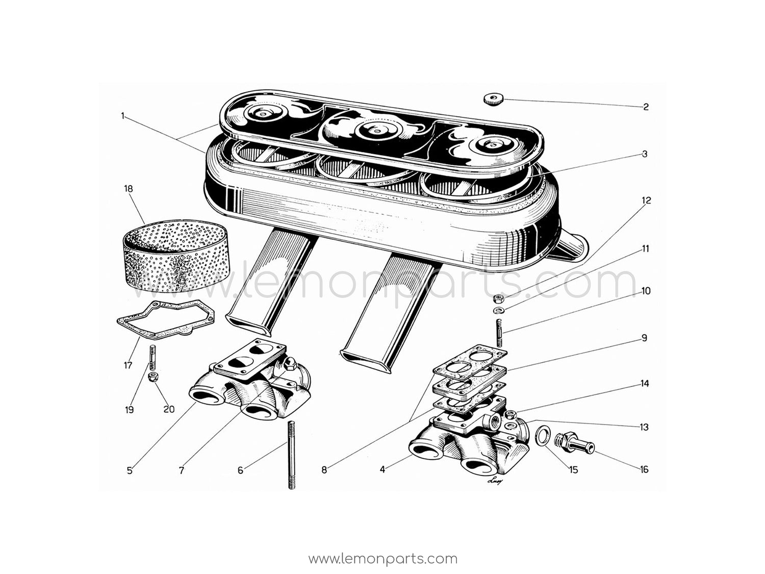 330 GT 2+2 - 007 - Air inlet and manifolds