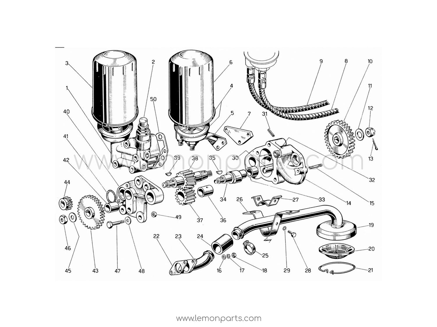 330 GT 2+2 - 011 - Oil pump and filters