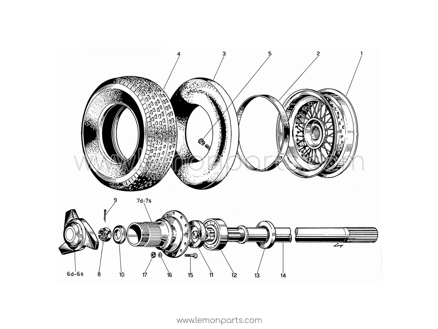 330 GT 2+2 - 035 - Tyres - wheels - hubs - axle