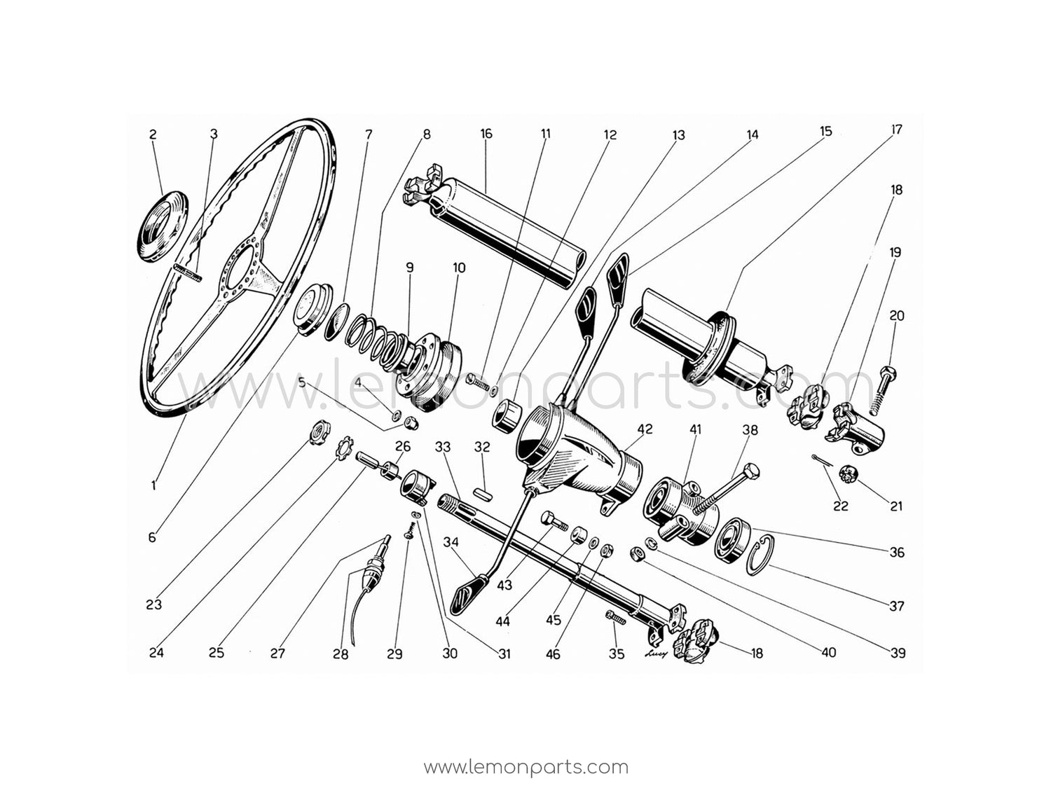 330 GT 2+2 - 037 - Steering wheel and steering shaft